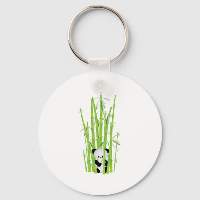 Baby Panda in Bamboo Forest Keychain (Front)