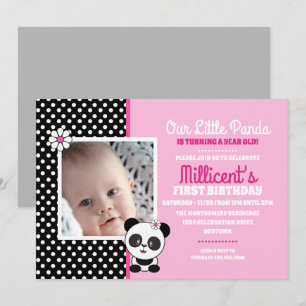 Baby Panda Modèle photo Invitations d'anniversaire