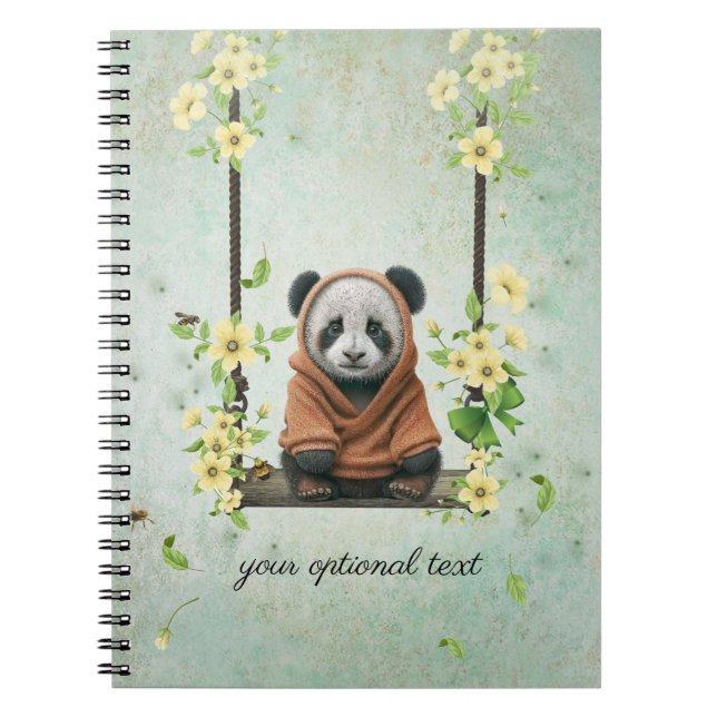 Baby Panda on Swing Spiral Photo Notebook (Front)