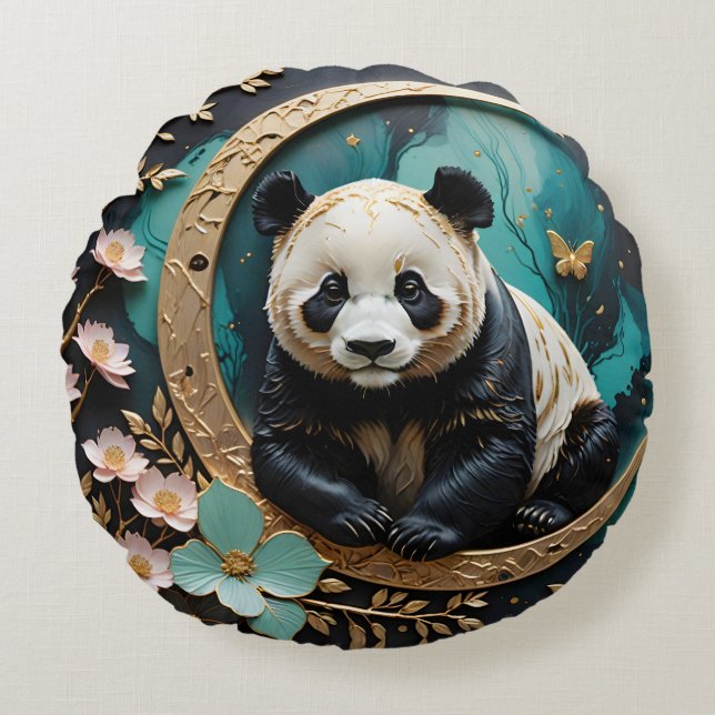 Baby Panda  Round Pillow (Front)