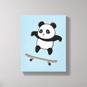 Baby Panda Skateboard  Canvas Print
