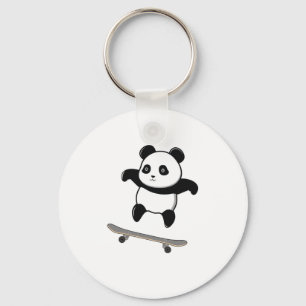 Baby Panda Skateboard Keychain