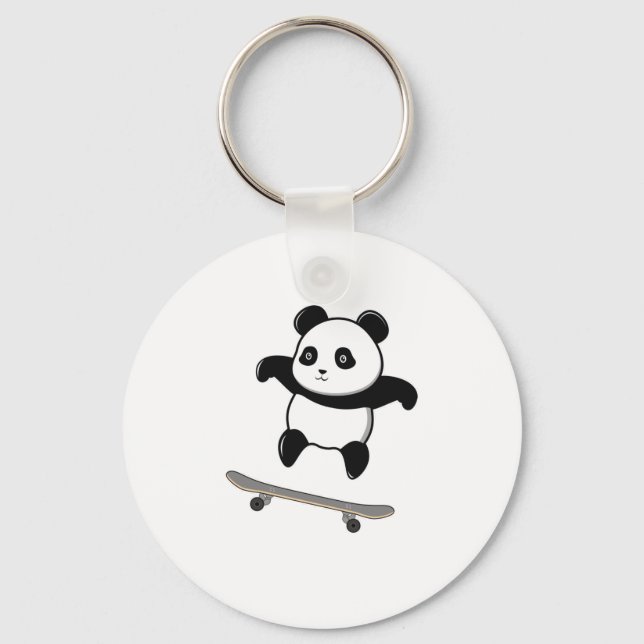 Baby Panda Skateboard Keychain (Front)