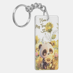 Baby Panda With Sunflower Acrylic Keychain