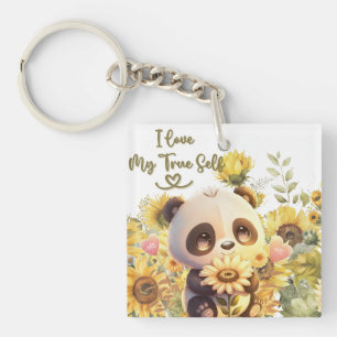 Baby Panda With Sunflower Acrylic Keychain