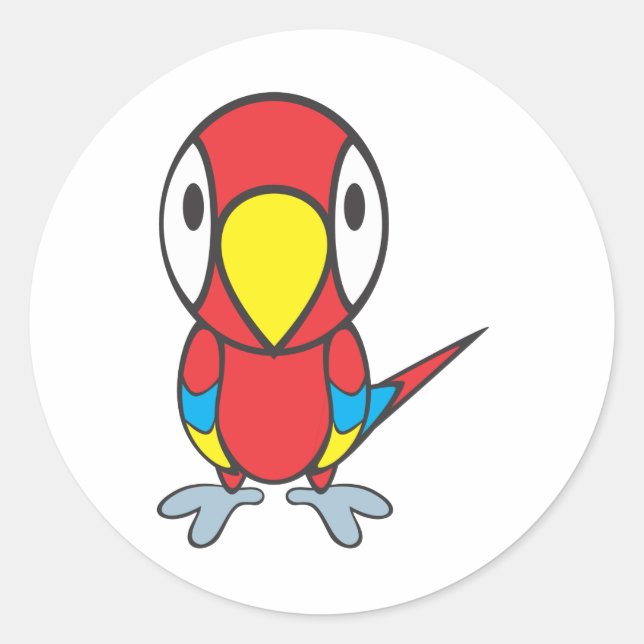 Baby Parrot Cartoon Classic Round Sticker (Front)
