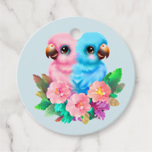 Baby Parrot Twins Favour Tags