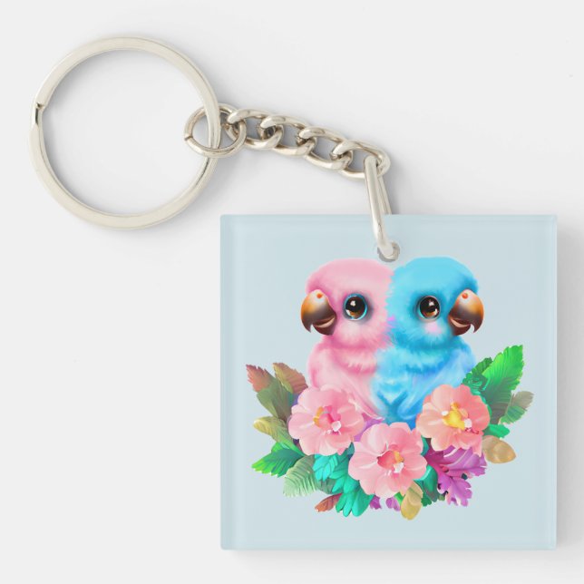 Baby Parrot Twins Keychain (Front)
