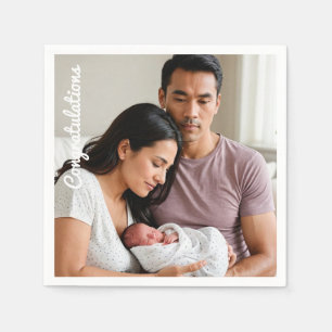 baby party photo congraulations napkin