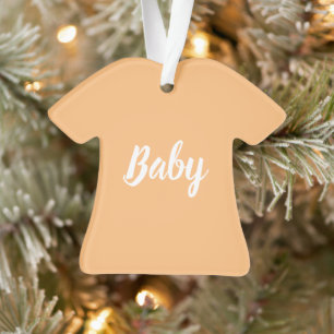 Baby pastel orange white cute script Christmas Ornament
