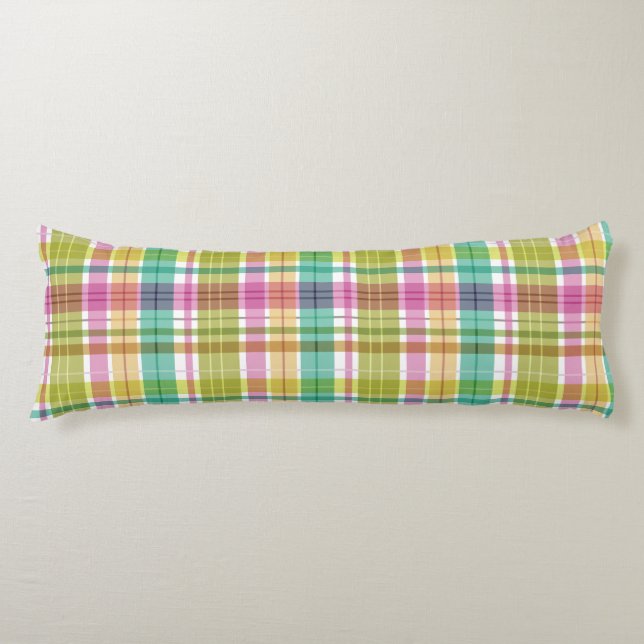 Baby Pastel Plaid Pink Blue Green Body Pillow (Front)