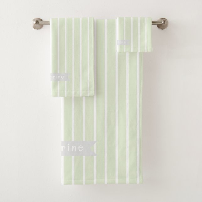 Baby Pastel Stripes Green Towel (Insitu)