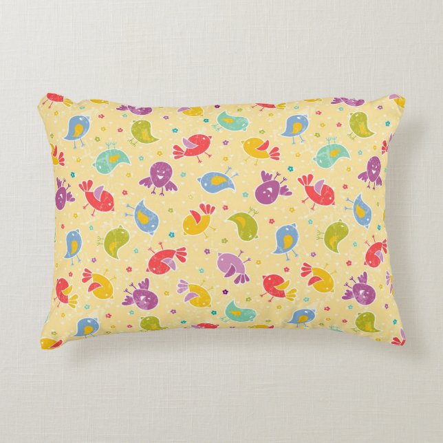 Baby pattern with cute birds decorative pillow (Front)