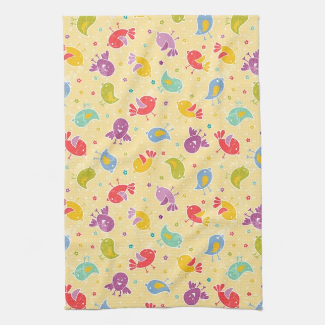 Baby pattern with cute birds kitchen towel (Vertical)