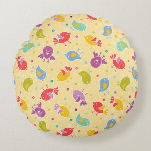 Baby pattern with cute birds round pillow