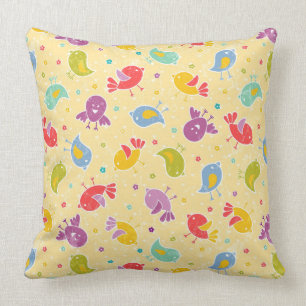 Baby pattern with cute birds throw pillow