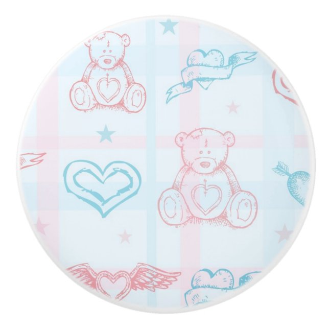 baby pattern with teddy bear ceramic knob (Front)