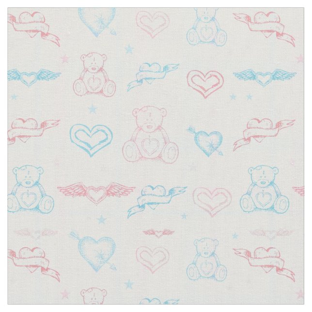 baby pattern with teddy bear fabric (Close Up)
