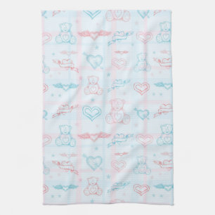 baby pattern with teddy bear kitchen towel