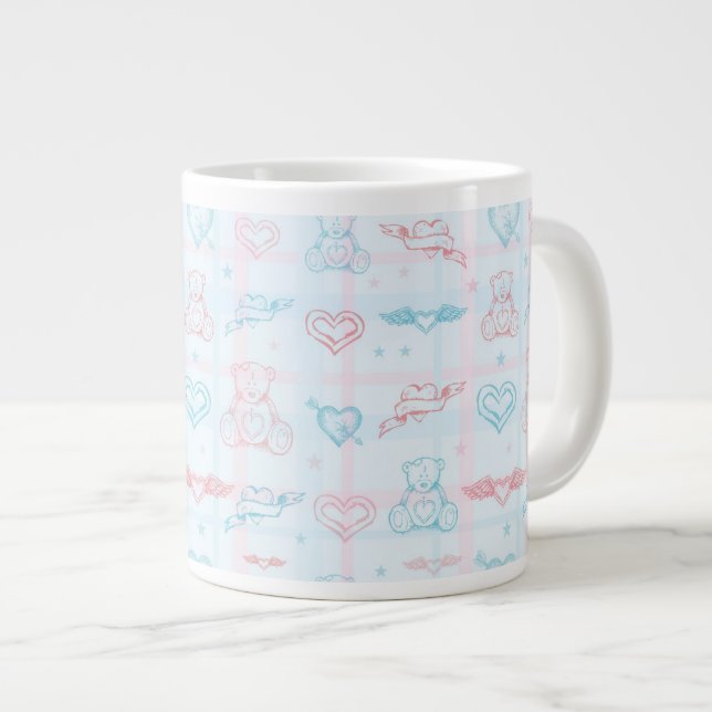 baby pattern with teddy bear large coffee mug (Front Right)