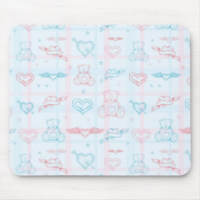 baby pattern with teddy bear mouse pad (Front)