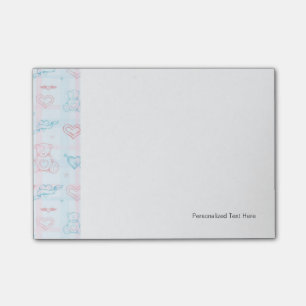 baby pattern with teddy bear post-it notes