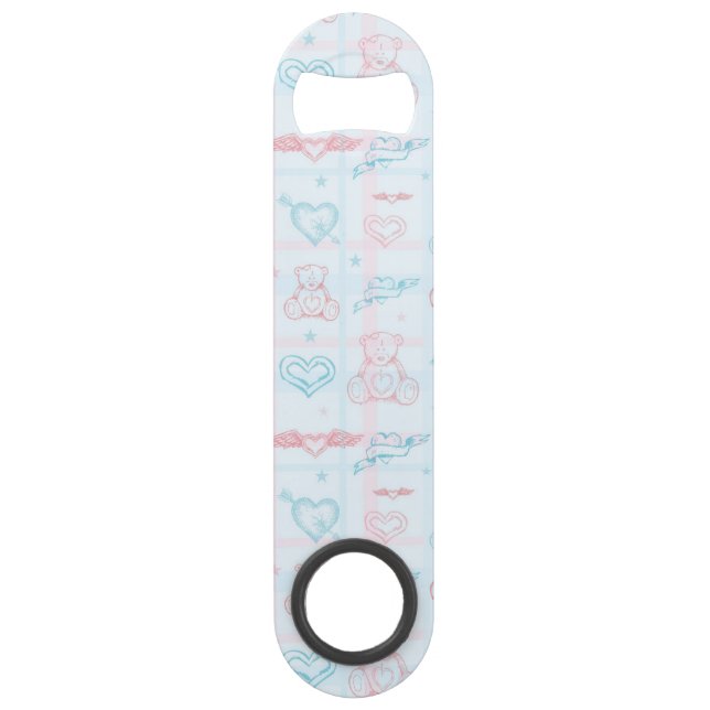 baby pattern with teddy bear speed bottle opener (Front)