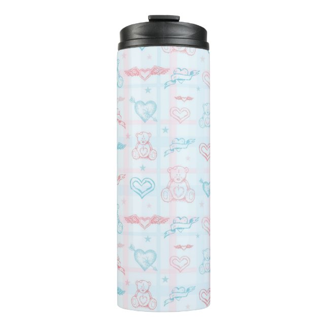 baby pattern with teddy bear thermal tumbler (Front)