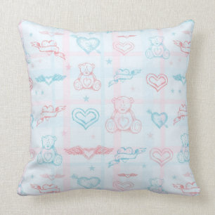 baby pattern with teddy bear throw pillow