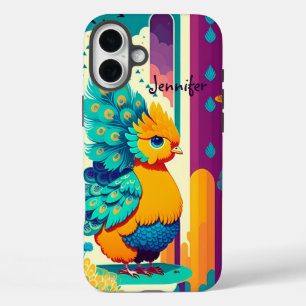 Baby peacock design with custom name iPhone 16 plus case