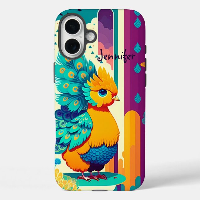 Baby peacock design with custom name Case-Mate iPhone case (Back)