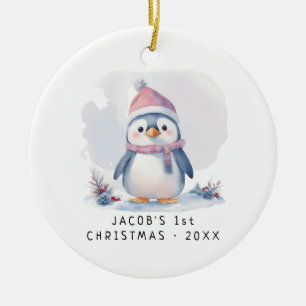 Baby Penguin  Baby's First Christmas Ceramic Ornament