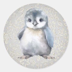 Baby Penguin Floral Holiday Stickers