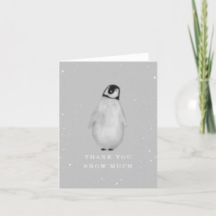 Baby Penguin Gray Winter Neutral Baby Shower Thank You Card