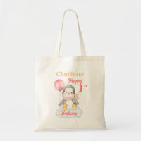 Baby Penguin Happy 1st Birthday Tote Bag