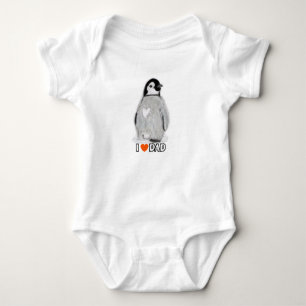 Baby Penguin heart I Love dad t shirt vest sleeper