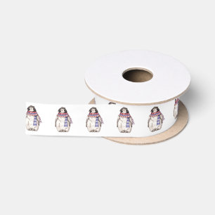 Baby Penguin in Scarf Satin Ribbon