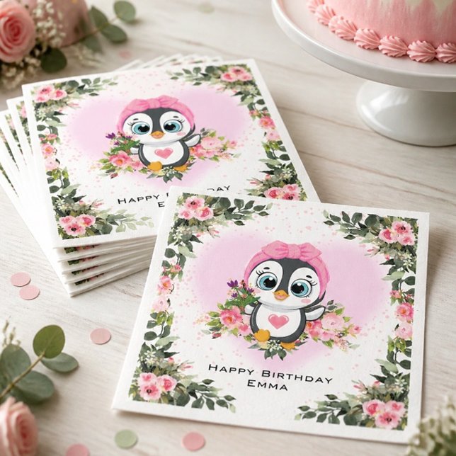 Baby Penguin | Personalized Birthday Napkin (Creator Uploaded)