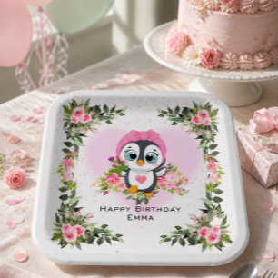 Baby Penguin Personalized Birthday Paper Plate