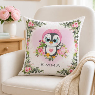 Baby Penguin   Personalized Throw Pillow