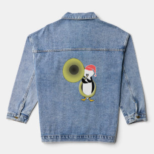 Baby Penguin Playing Tuba Denim Jacket