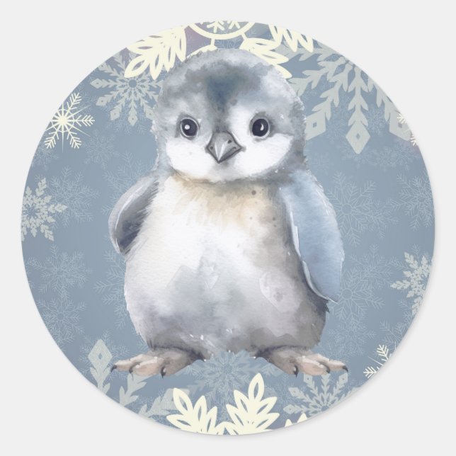 Baby Penguin Snowflake Stickers (Front)