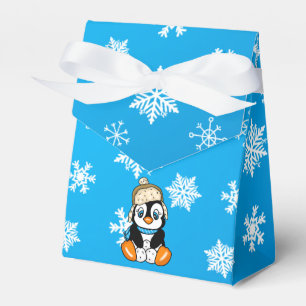 Baby Penguin Winter Snowflakes Party Favor Box