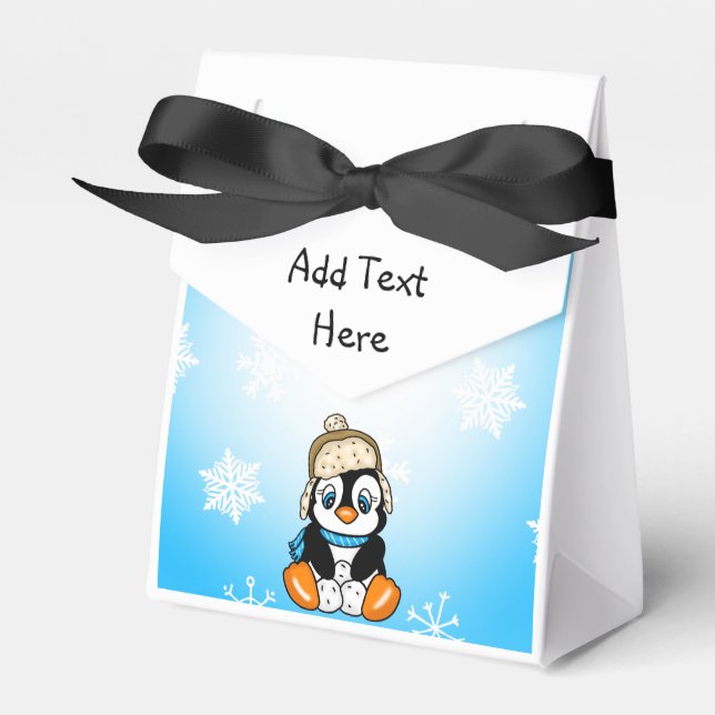 Baby Penguin Winter Snowflakes Party  Favor Box (Front Side)