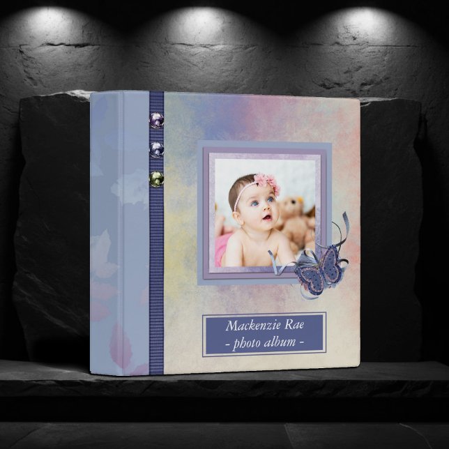 Baby Photo Album | Modern Purple Floral Butterfly Binder (Creator Uploaded)