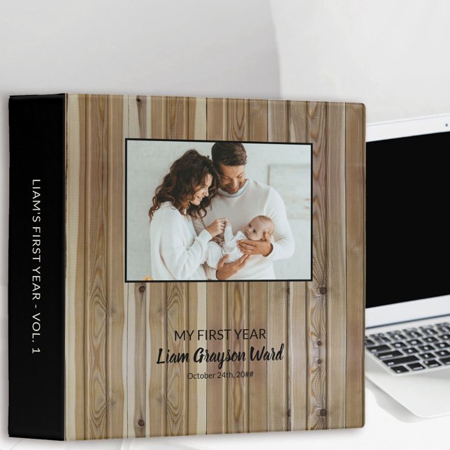 Baby Photo Album Woodgrain Look 3 Anneau Classeur (Créateur téléchargé)