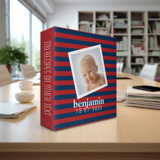 Baby Photo and Birthday Cute Boy Striped Pattern Binder