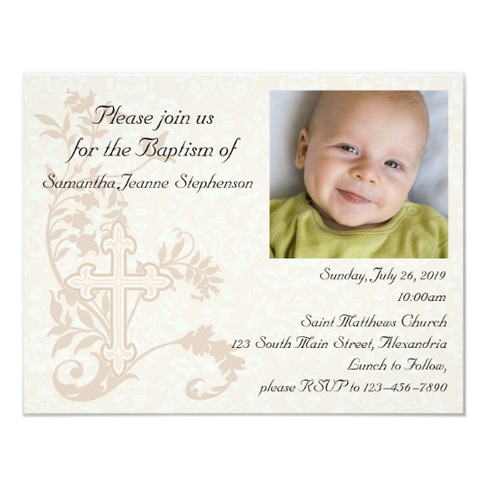 Baby Photo Baptism Invitation