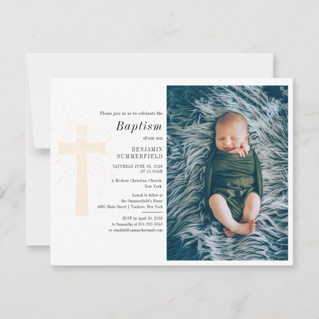 Baby Photo Baptism Religious Ceremony Custom Invitation (Front)