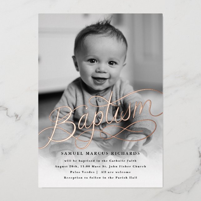 Baby Photo Baptism Rose Gold (Front)